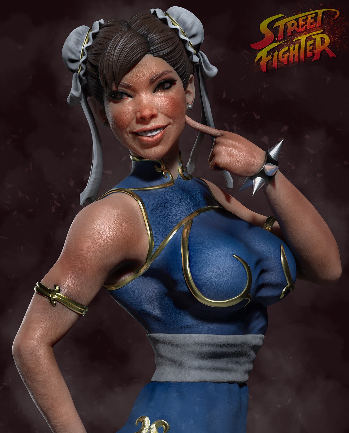 chun li gülümseyen sokak dövüşçü 3D print model - Mito3D