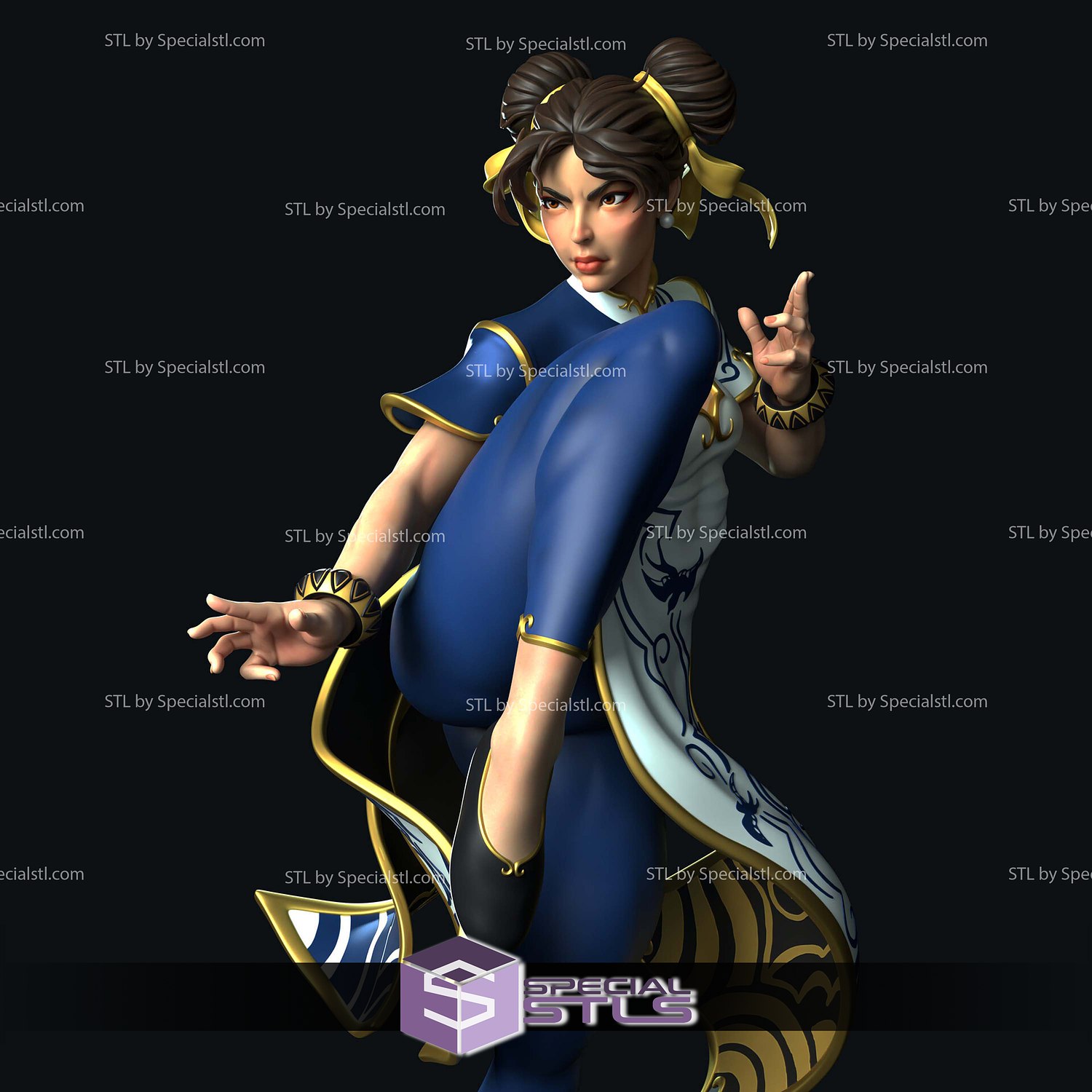 chunli rotto base digitale scultura speciale chun li 3D print model - Mito3D