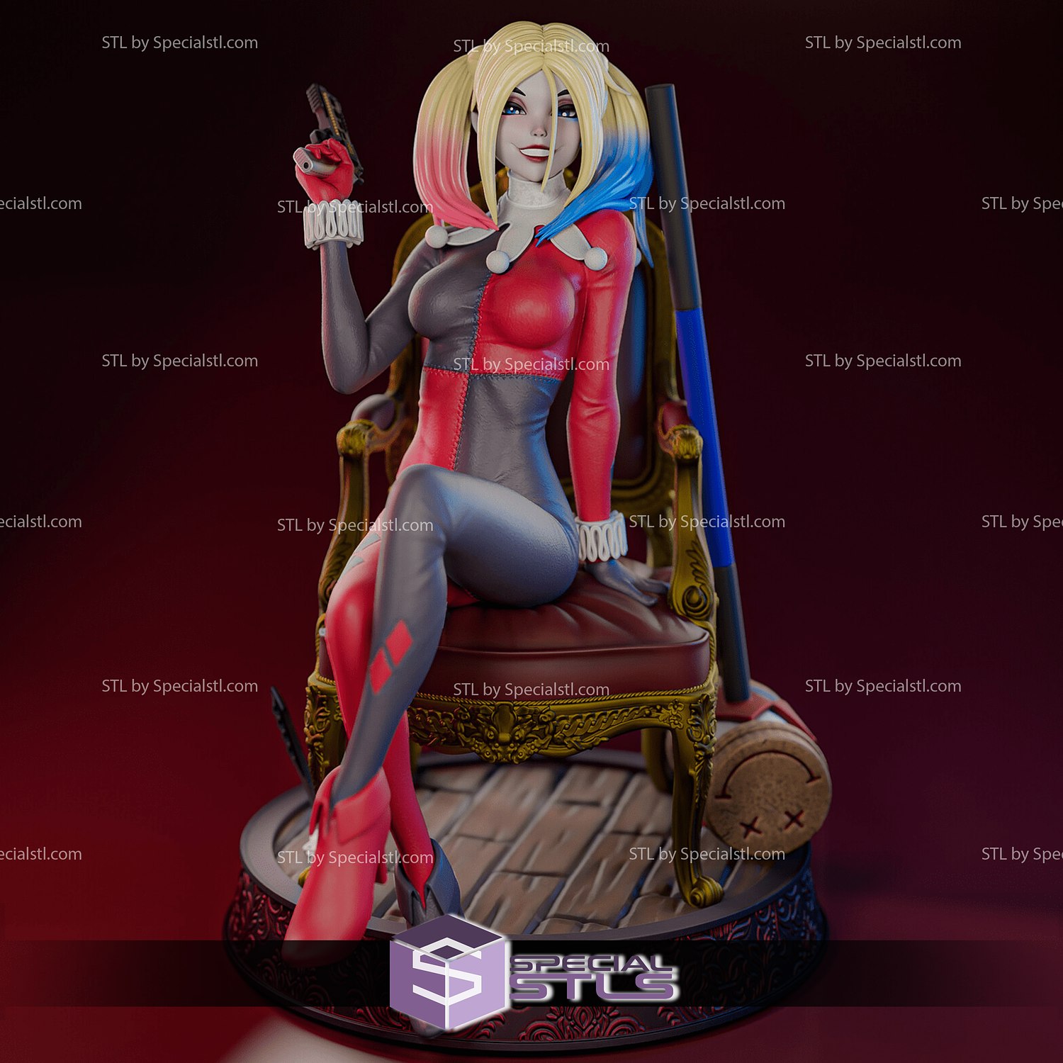 clássico Harley Quinn cadeira 3D print model - Mito3D