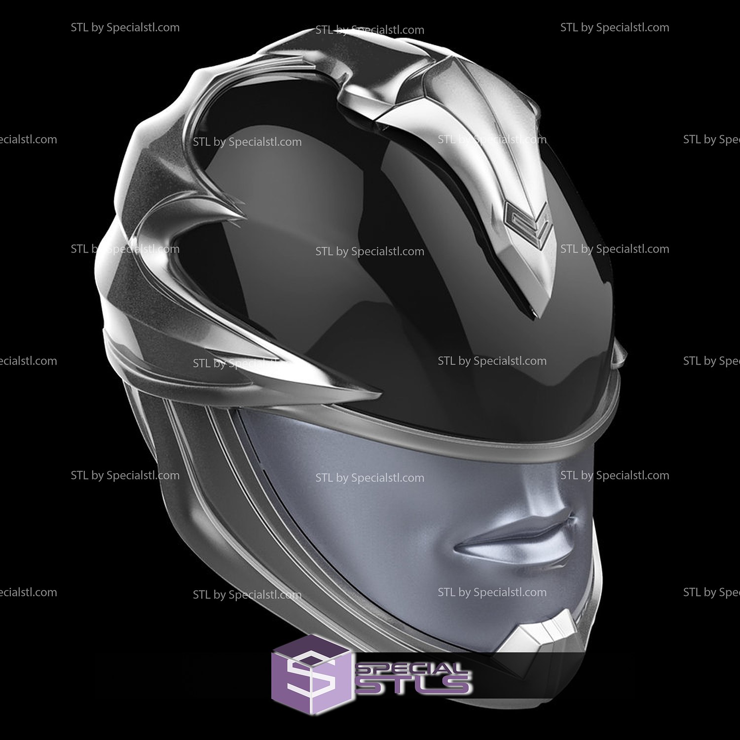 cosplay stl dossiers noir ranger 2017 casque Puissance 3D print model - Mito3D