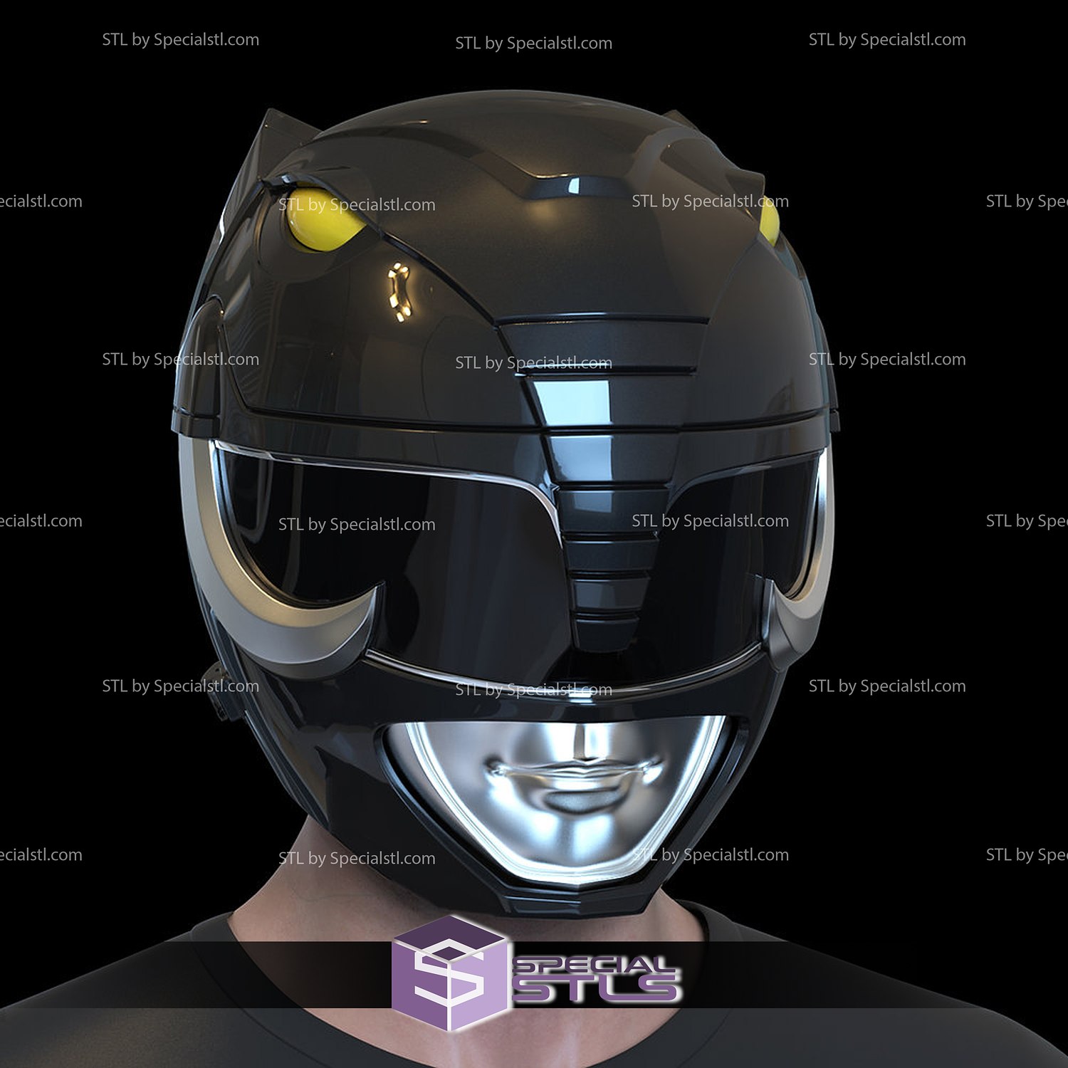 cosplay stl File nero ranger classico casco potente morphin energia 3D print model - Mito3D