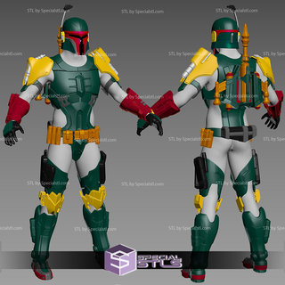 cosplay stl files boba fett armor play arts kai square enix 3d print model - Mito3D