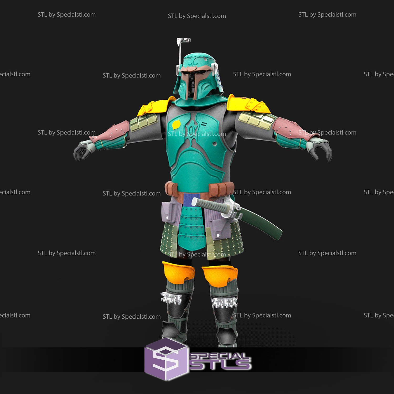 cosplay stl File boba fett samurai 3D print model - Mito3D