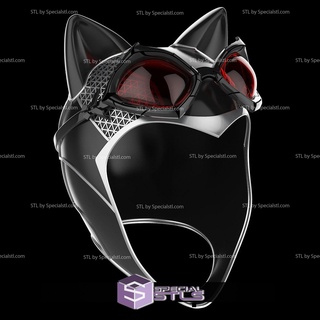 cosplay stl File catwoman arkham cavaliere casco occhiali 3d print model - Mito3D