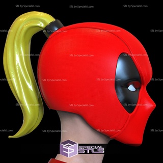 cosplay stl dossiers Dame Dead Pool casque 3d print model - Mito3D