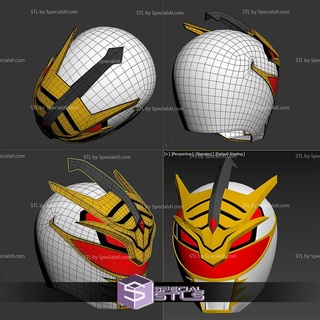 cosplay stl files lord drakkon mysterious white power ranger helmet 3d print model - Mito3D