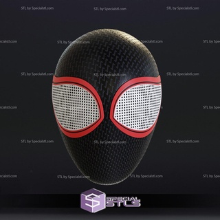 cosplay stl files miles morales mask face shell 3d print wearable 3d print model - Mito3D