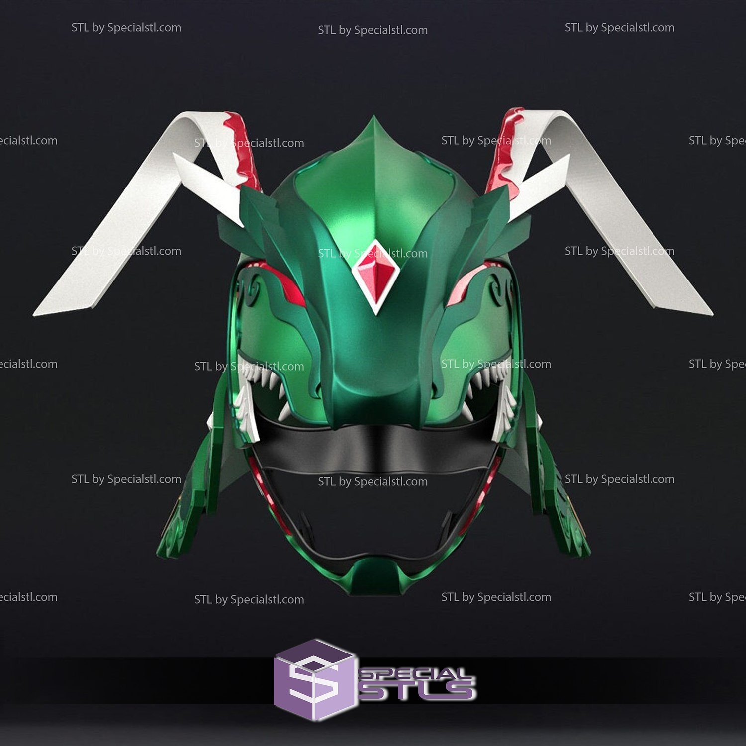 cosplay stl File sengoku verde ranger casco indossabile 3d Stampa 3D print model - Mito3D