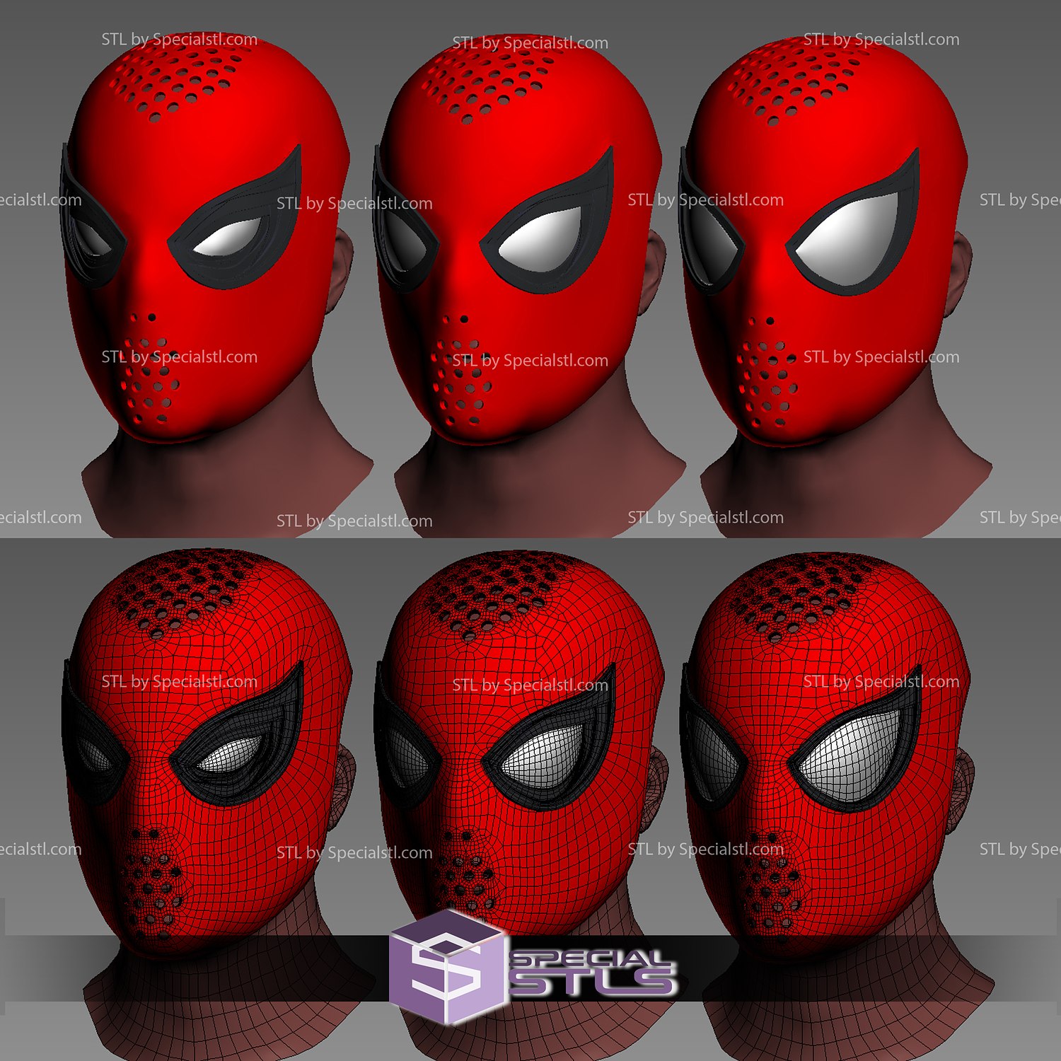 cosplay stl files spider-man homecoming mask faceshell 3D print model - Mito3D