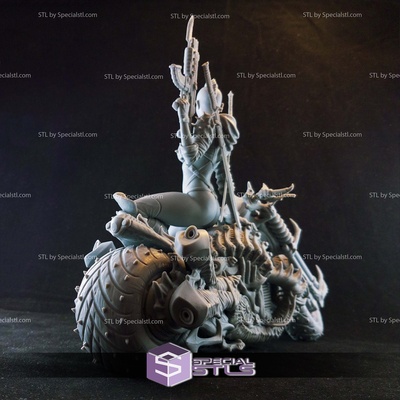 cyber metal biker chick stl miniatures specialstl 3d print model - Mito3D