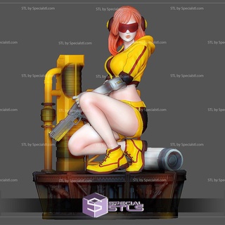 cyberpunk girl sitting pose fanart ready 3d print model 3d print model - Mito3D