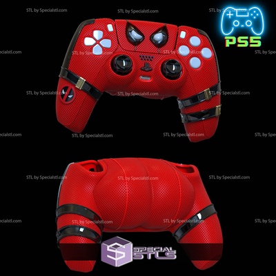 deadpool ps5 controller case cover 3d printing models specialstl 3d print model - Mito3D