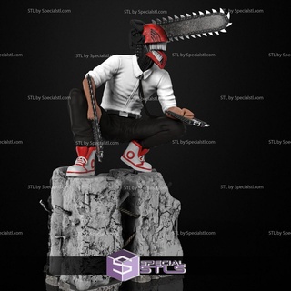 denji chainsaw man sitting pose stl files 3d print model - Mito3D