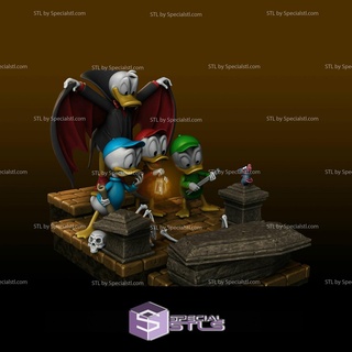 diorama Donald Dracula huey Dewey louie fichier 3d impression figurine 3d print model - Mito3D