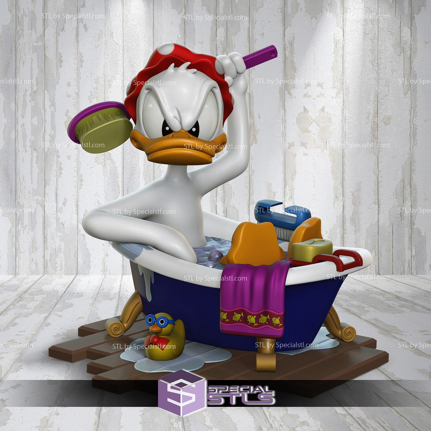 donald duck bath stl files disney 3d printing figurine 3D print model - Mito3D
