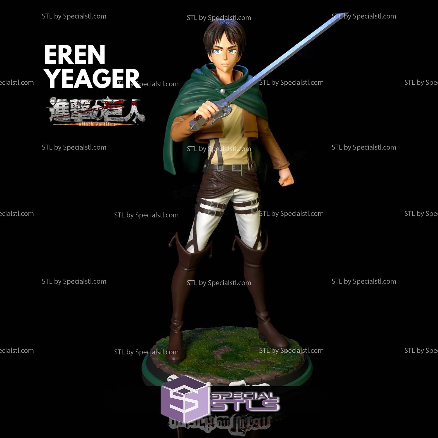 eren yeager kılıç dijital heykel özel 3D print model - Mito3D