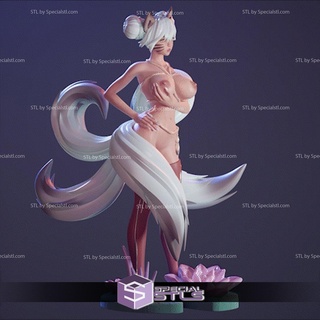 Renard fille 5 queue kitsune 3d impression figurine stl dossiers fanart 3d print model - Mito3D