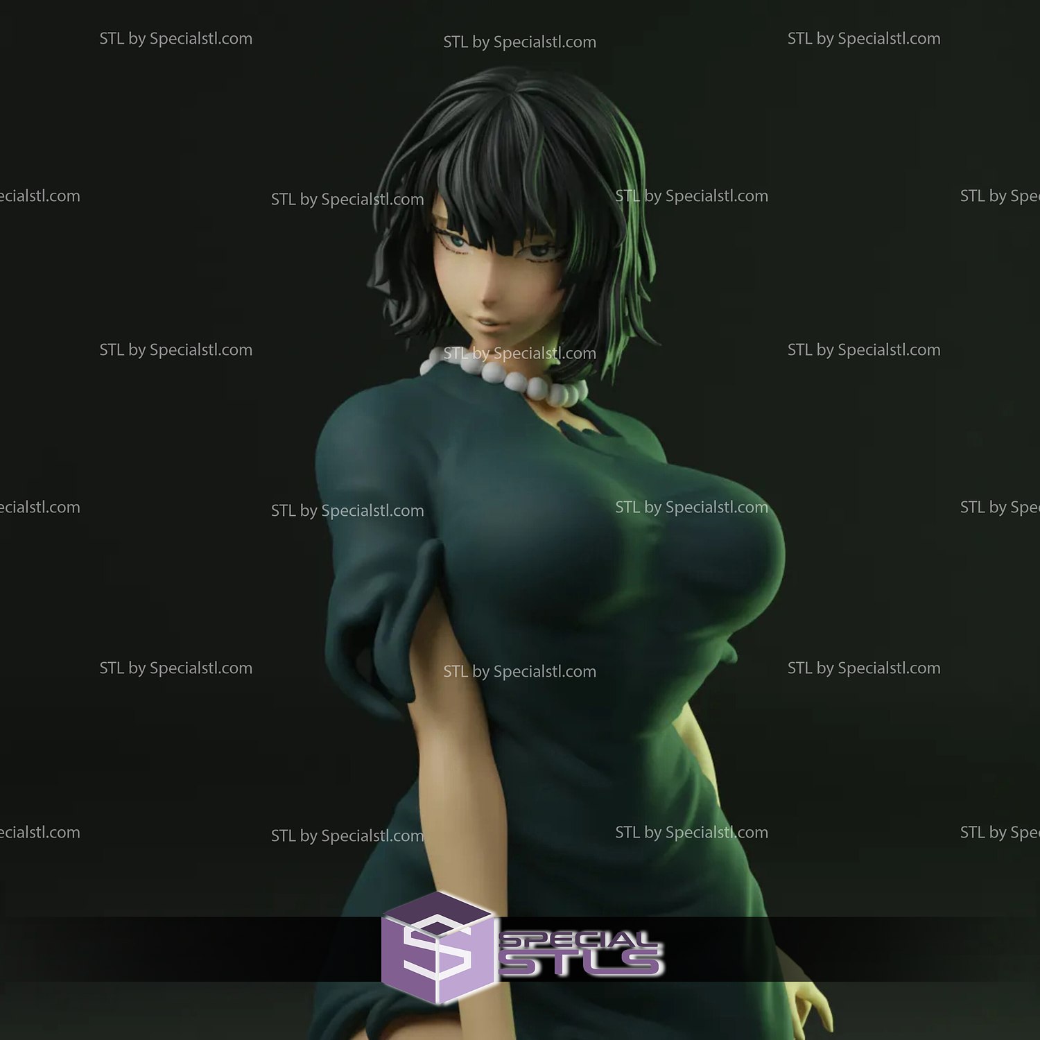 Fubuki sentado pose 3d impressão estatueta 1 soco homem stl arquivos 3D print model - Mito3D