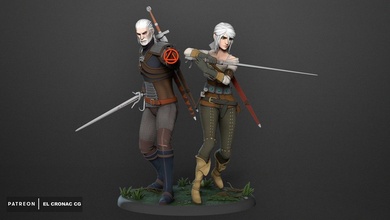 Geralt Ciri diyorama Cadı 3d print model - Mito3D
