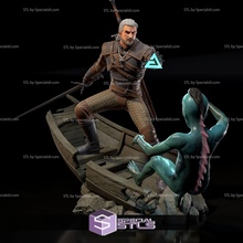 Geralt combat scène 3d print model - Mito3D