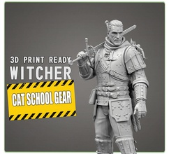 geralt rivia gato escola engrenagem bruxo 3d print model - Mito3D