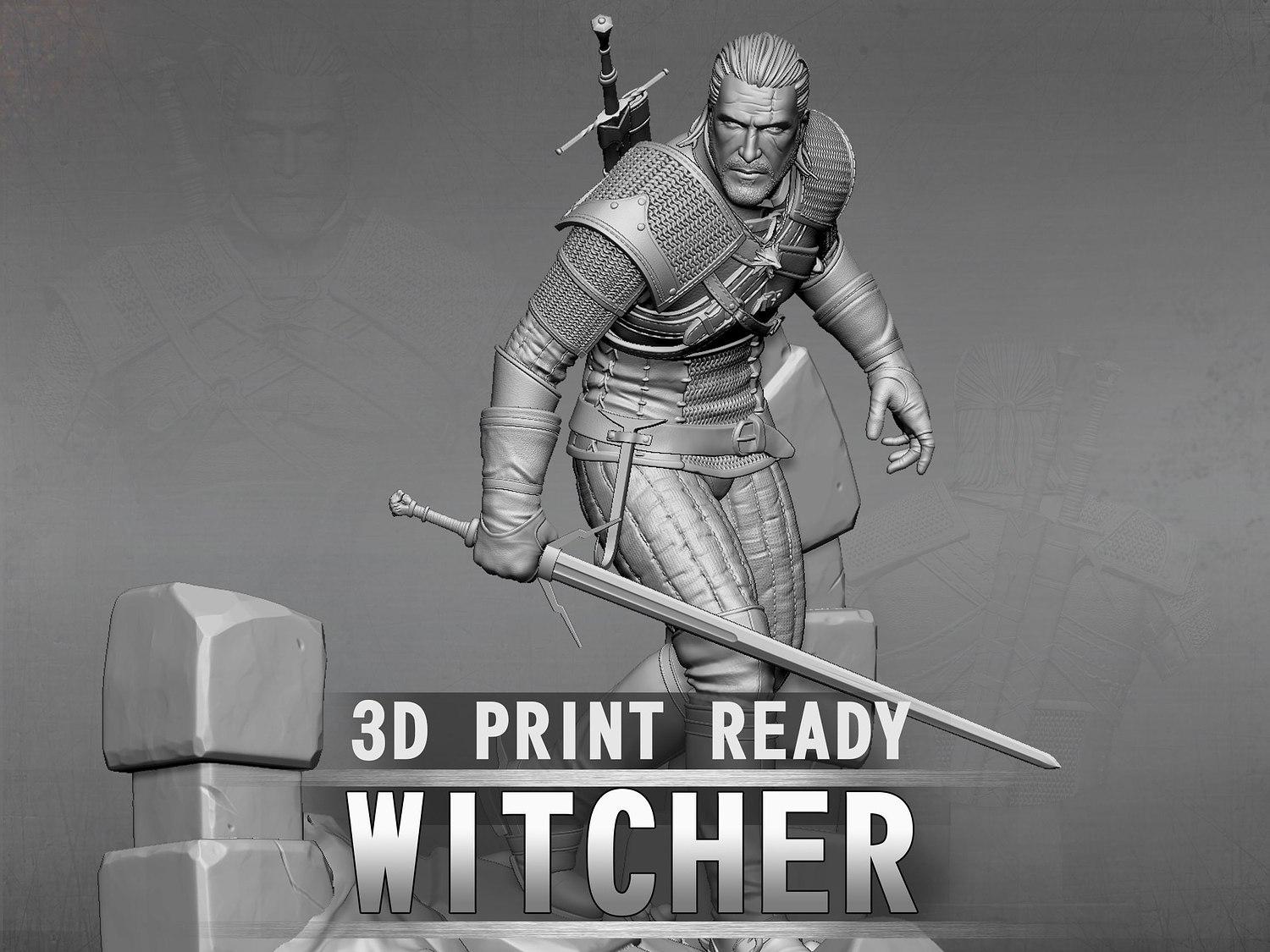 geralt rivia - wolf school gear witcher 3D print model - Mito3D