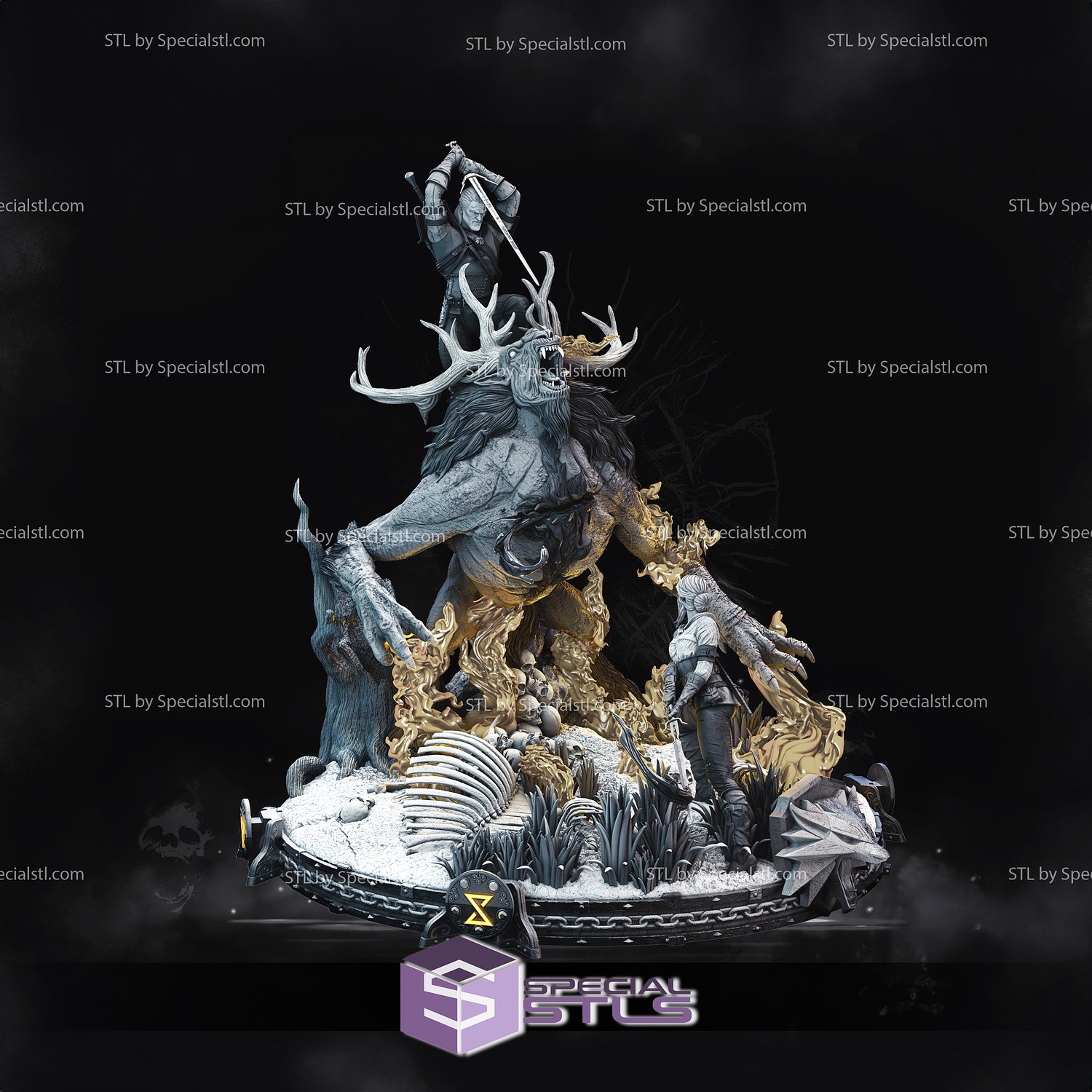 geralt rivia ciri 3d printing figurine witcher stl files 3D print model - Mito3D