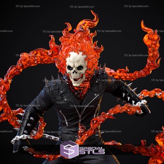fantasma cavaliere fuoco catena 3d stampa figurina 3d print model - Mito3D