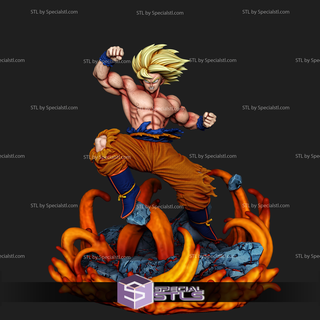 Goku batalha quebrado base 3d modelo 3d print model - Mito3D