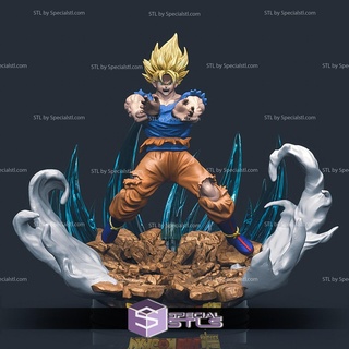 Goku super saiyan v2 3d impressão estatueta esfera dragão stl arquivos 3d print model - Mito3D