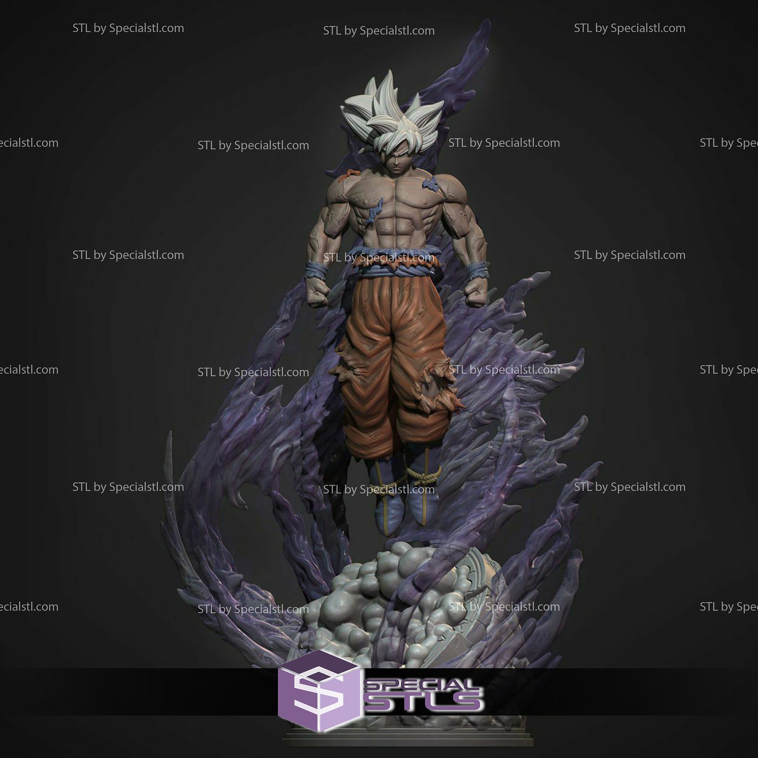 goku ultra instinto stl archivos 2 versión esfera dragón 3d impresión figurilla 3D print model - Mito3D