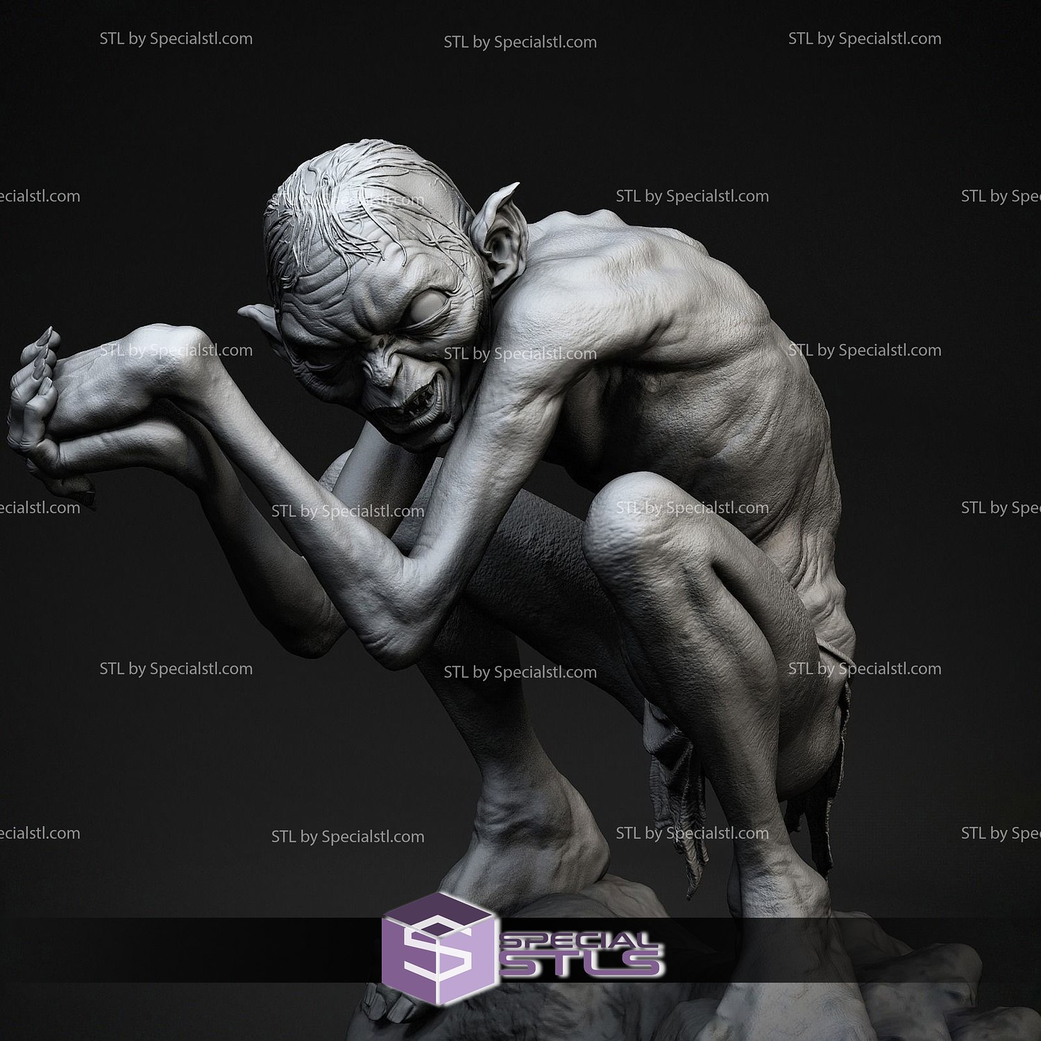 gollum stl File v3 signore anelli 3d stampa figurina 3D print model - Mito3D