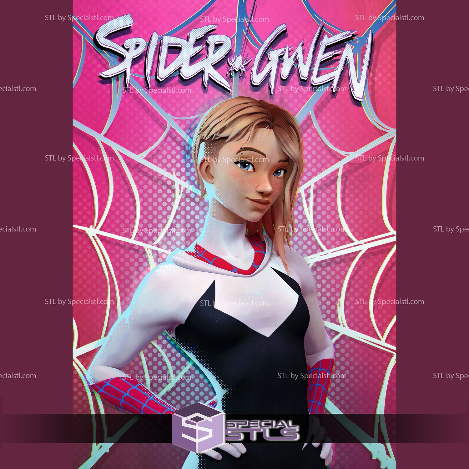 gwen stacy spider verse basic standing 3d printing figurine 3D print model - Mito3D