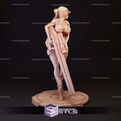 hannah sharp scifi girl gun stl miniatures specialstl 3d print model - Mito3D