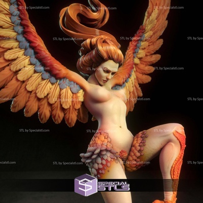 harpy kartal kız dijital 3d heykel özel 3d print model - Mito3D