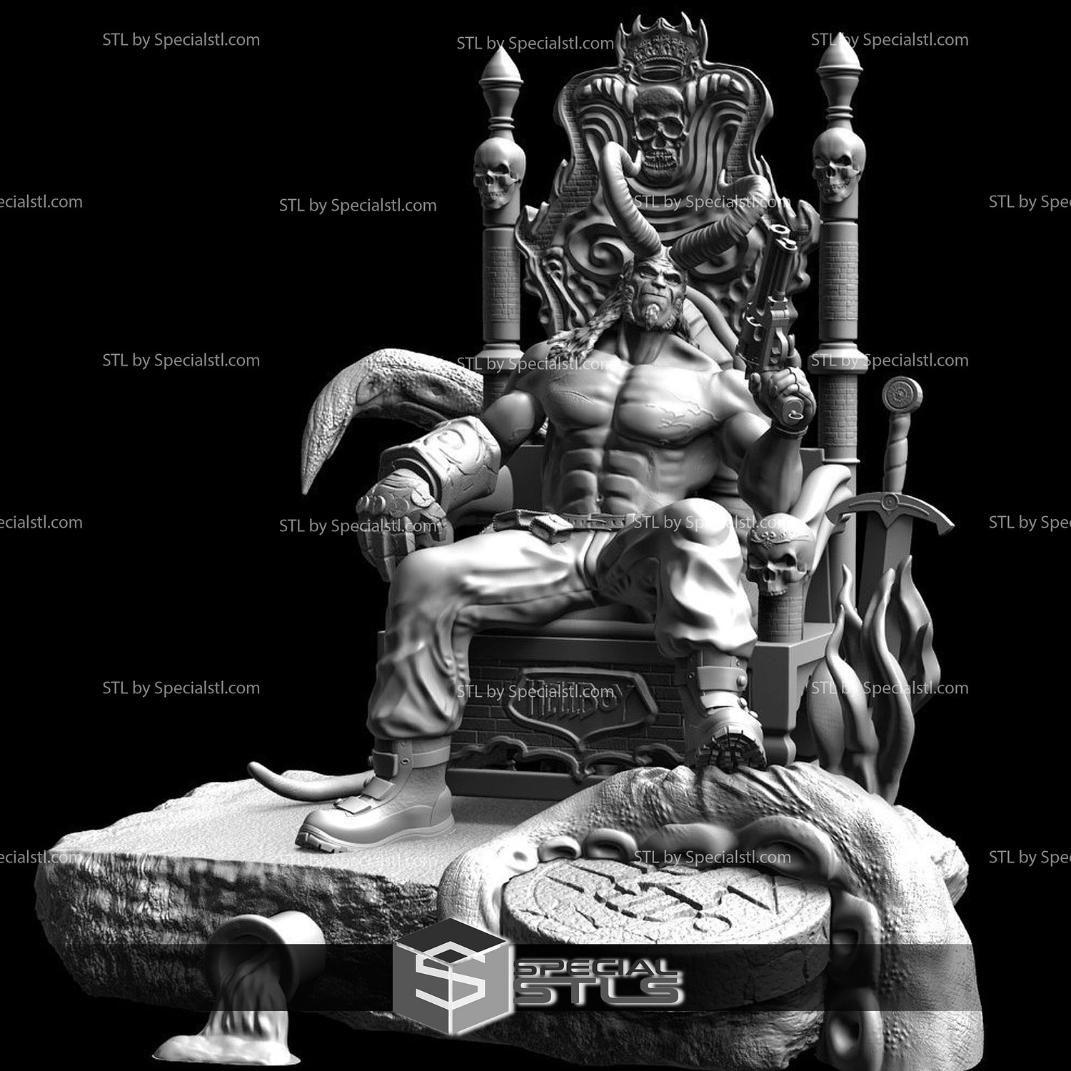 hellboy trône stl dossiers 3d modèle 3D print model - Mito3D