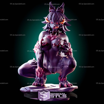höllenhund monster mädchen digital skulptur spezialstl 3d print model - Mito3D
