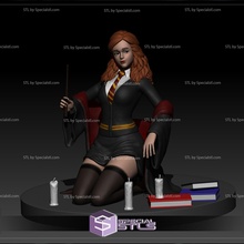 hermione seduta posa 3d print model - Mito3D