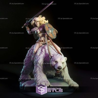 hilde kutup ayı barbar dijital 3d heykel özel 3d print model - Mito3D