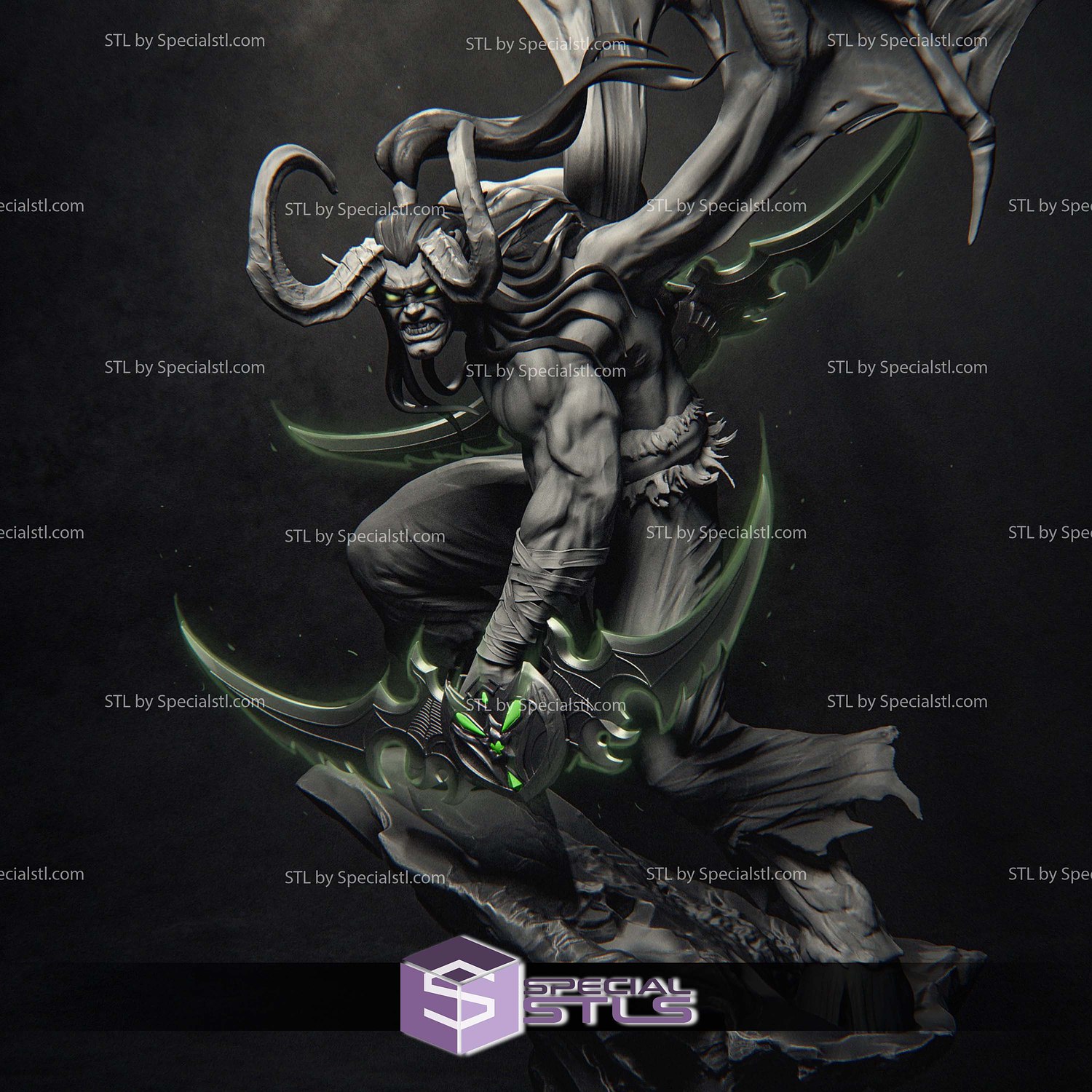 illidan tempesta in battaglia digitale stl file speciale 3D print model - Mito3D