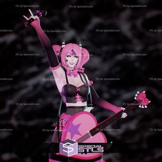 ironmouse pink rock 3d model vtuber 3d print model - Mito3D