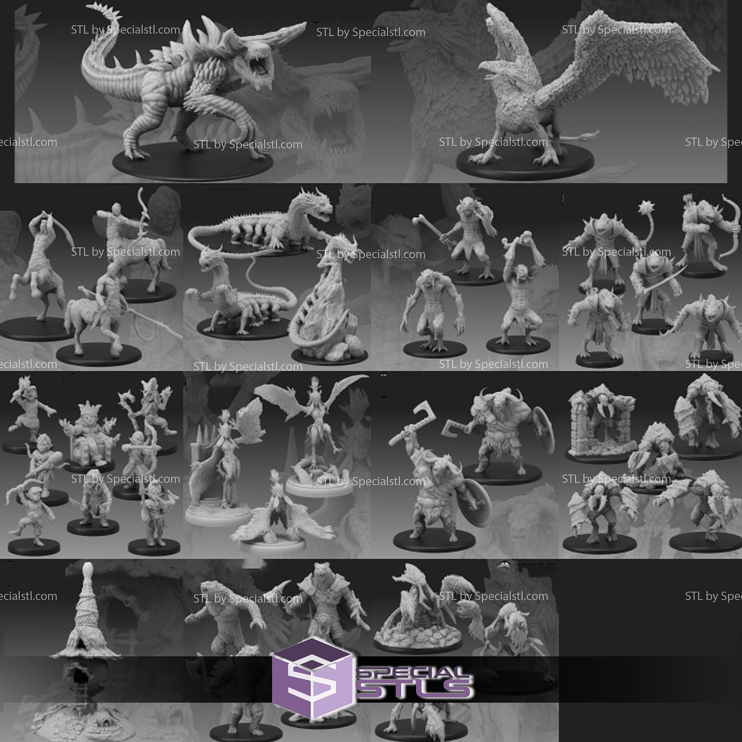 Januar 2021 einstellen 13 Monster Amoklauf em Miniatur 3D print model - Mito3D