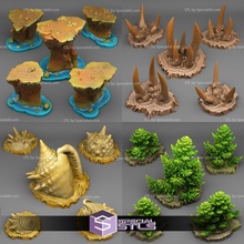 january 2022 fantastic plants & rocks miniature 3d print model - Mito3D