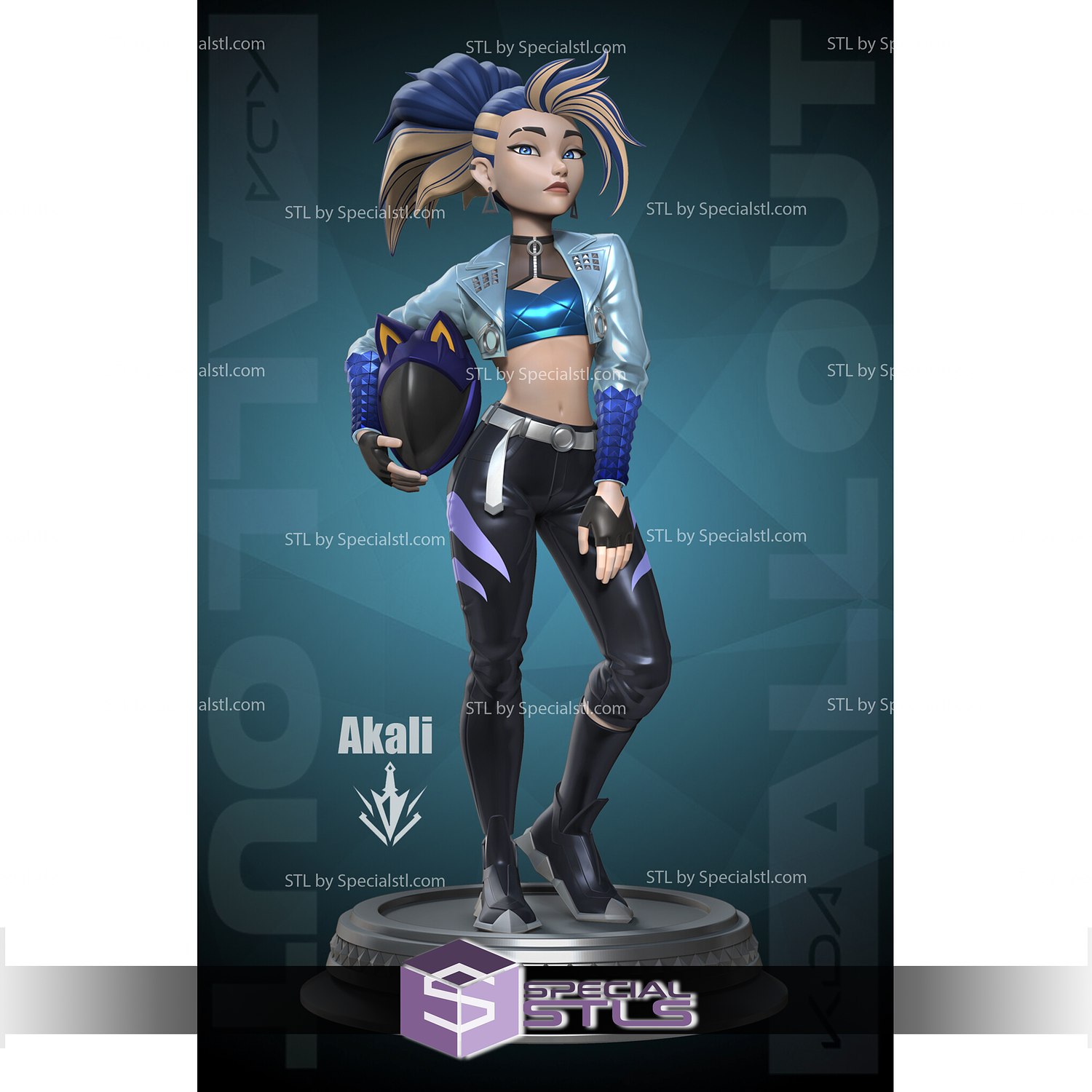 kda Akali estilizado liga leyendas 3D print model - Mito3D