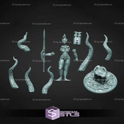 kraken caçadora stl miniaturas especial 3d print model - Mito3D