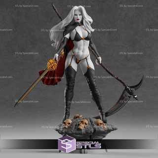 lady death stl files holding weapon 3d print model - Mito3D