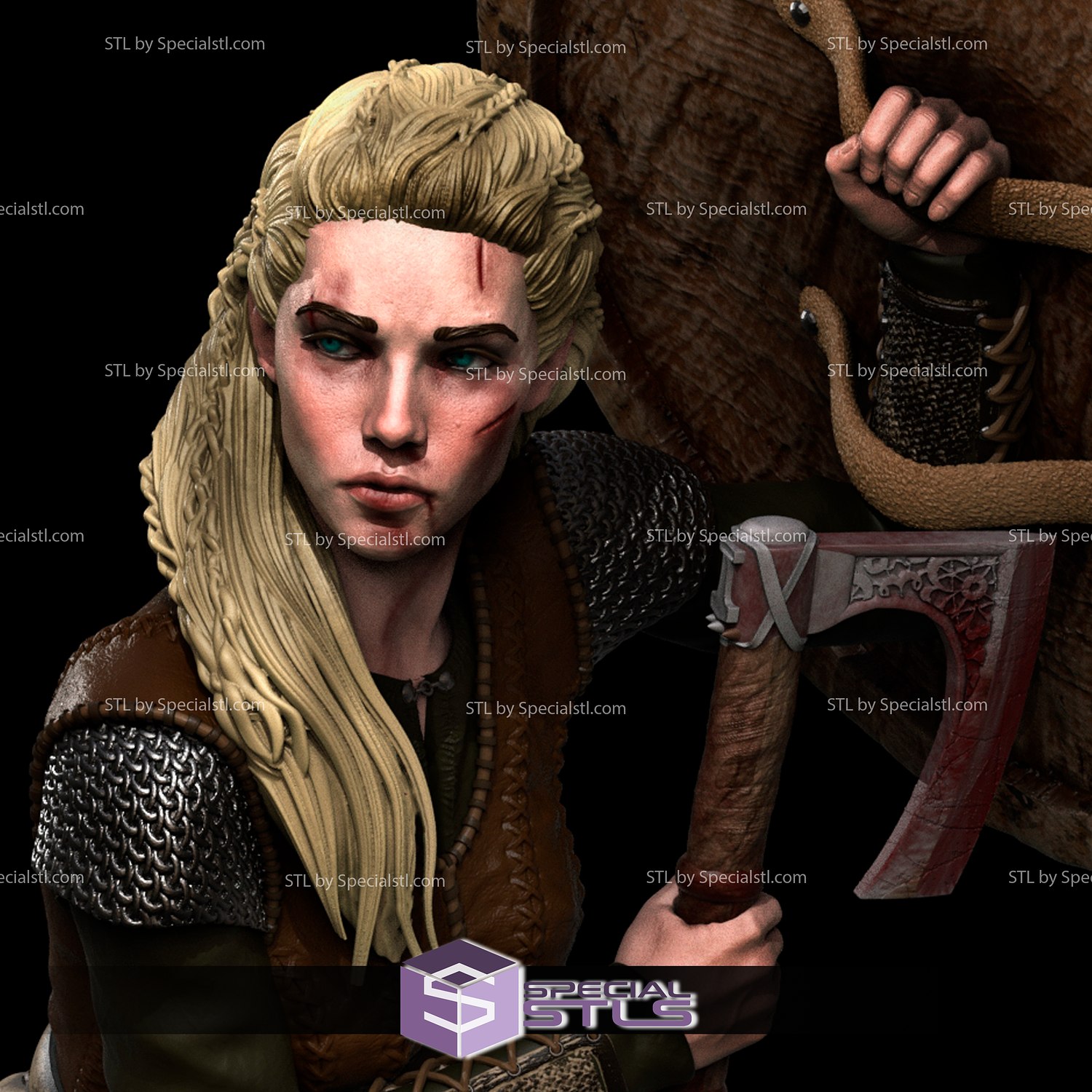 lagertha defending vikings 3D print model - Mito3D