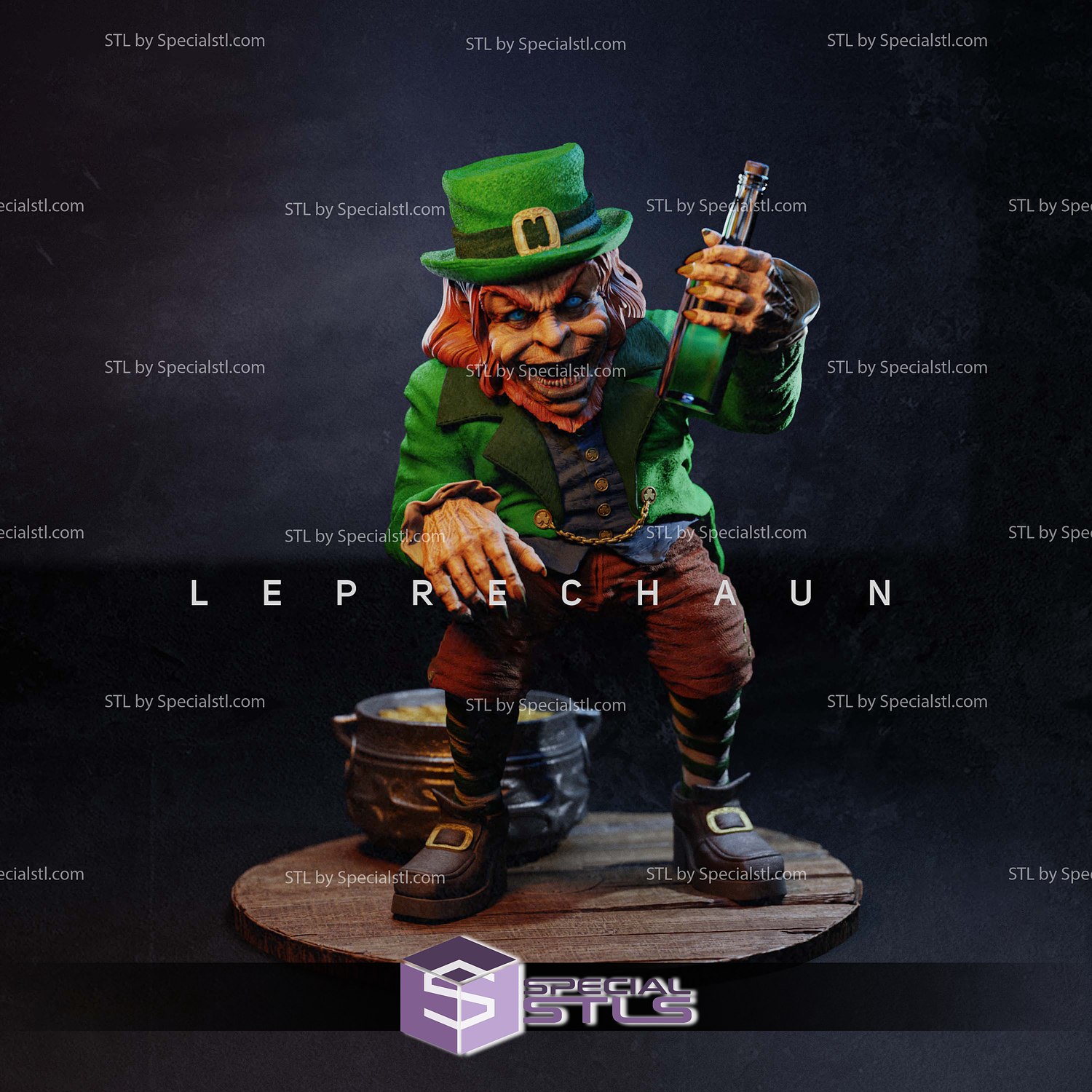 leprechaun whisky digital sculpture specialstl 3D print model - Mito3D