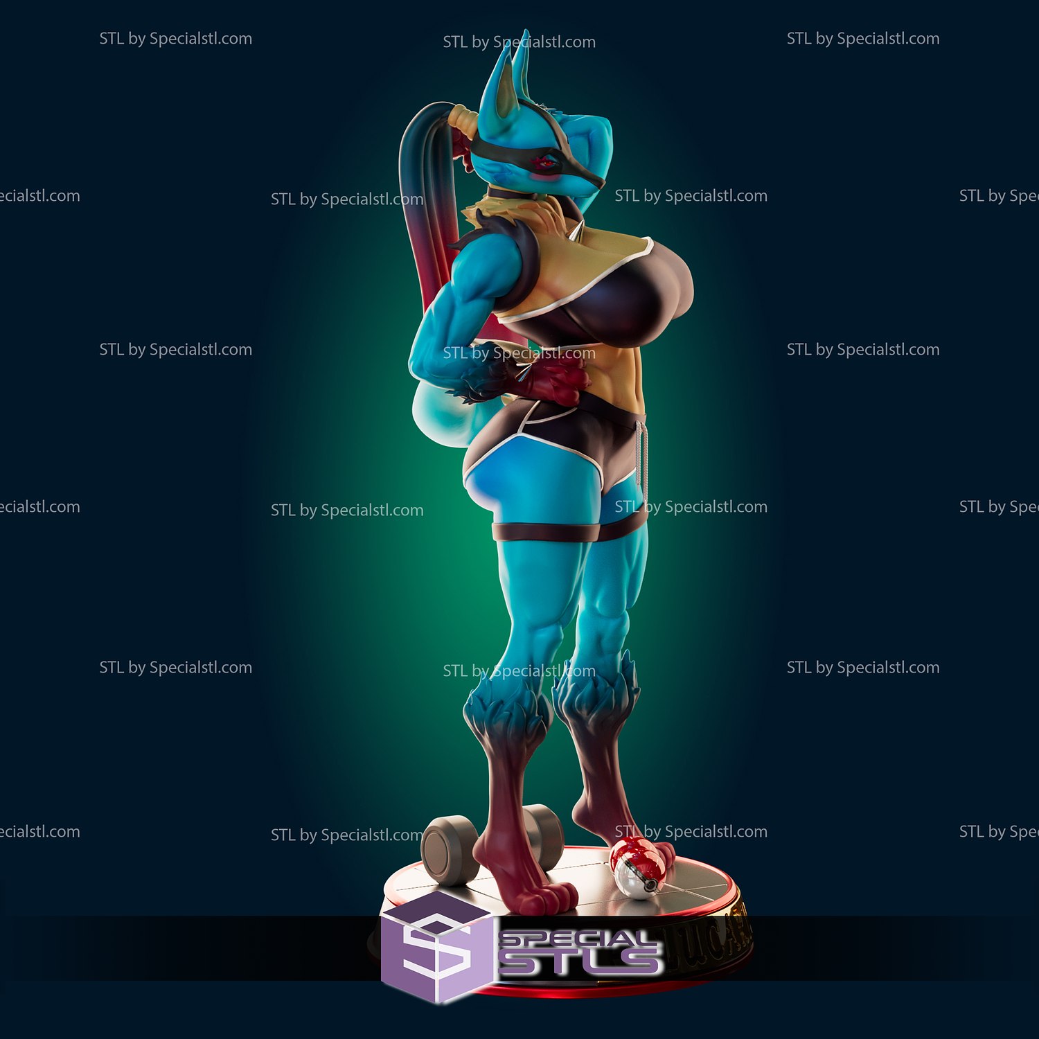 lucario thicc músculo 3d impressão modelo Pokémon stl arquivos 3D print model - Mito3D