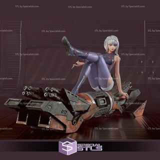 lucy cyberpunk corredores ponta sentado pose 3d print model - Mito3D